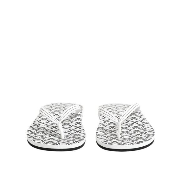 Dolce & Gabbana Black White Logo Beachwear Flats Slipper Women's Shoes